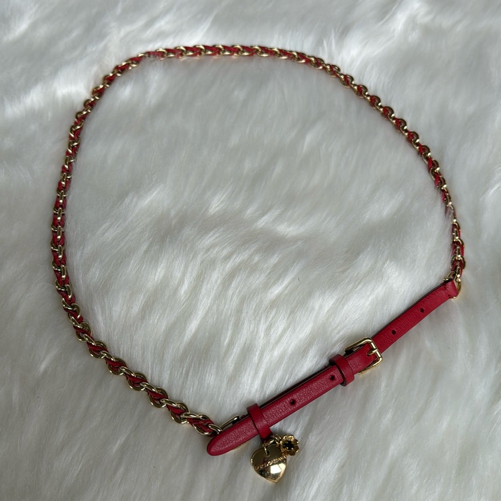 Dolce & Gabbana Red Leather Chain Belt